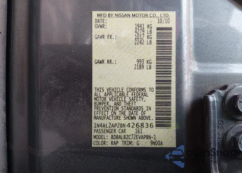 2011 Nissan Altima 2.5 S from USA, damaged, VIN 1N4AL2AP2BN426836